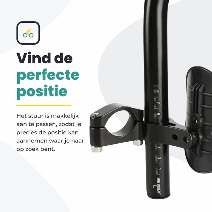 Voltano Verstelbaar Ligstuur Recht - Zwart - Aluminium - Opzetstuur / Tijdritstuur - 22,4 / 25,4