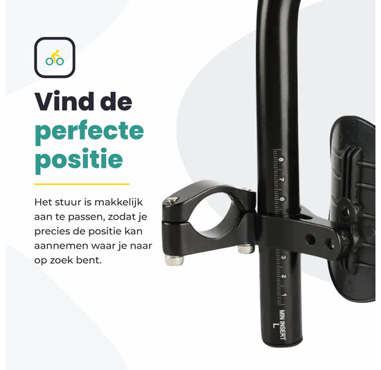 Voltano Verstelbaar Ligstuur Recht - Zwart - Aluminium - Opzetstuur / Tijdritstuur - 22,4 / 25,4