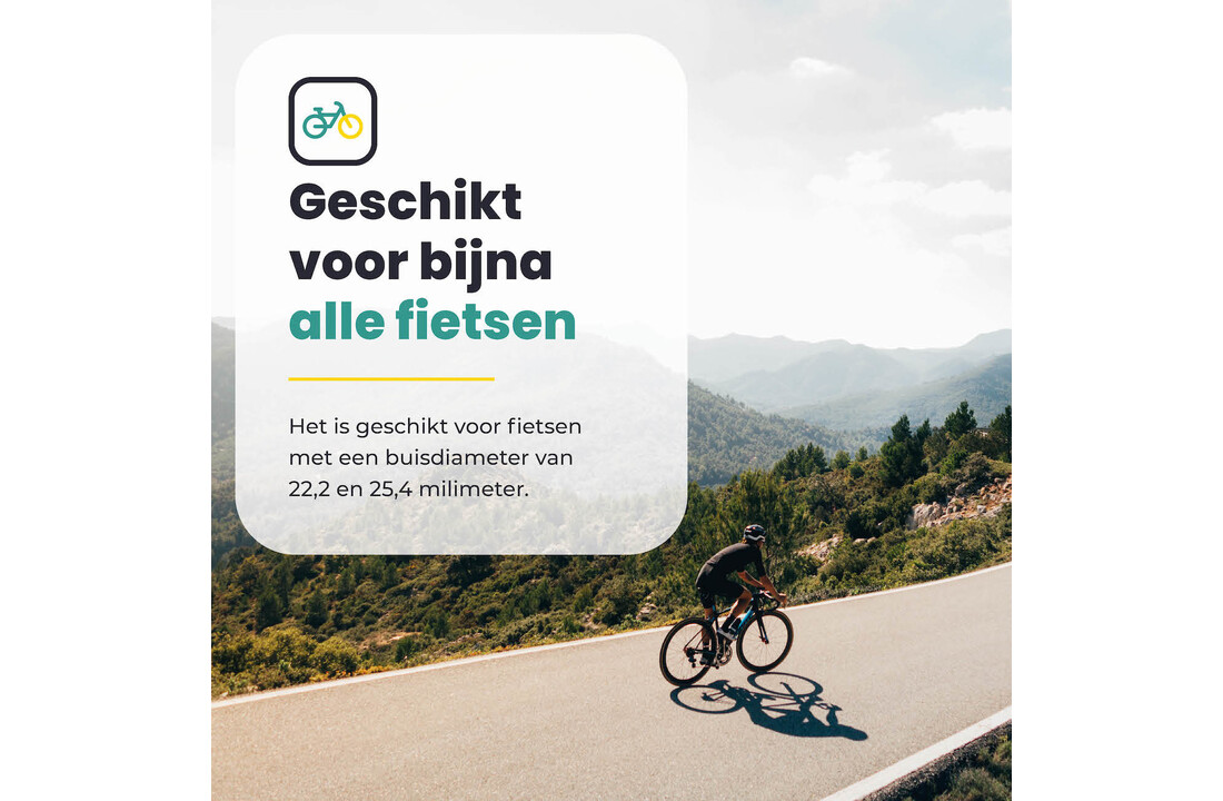 Voltano Verstelbaar Ligstuur Recht - Zwart - Aluminium - Opzetstuur / Tijdritstuur - 22,4 / 25,4