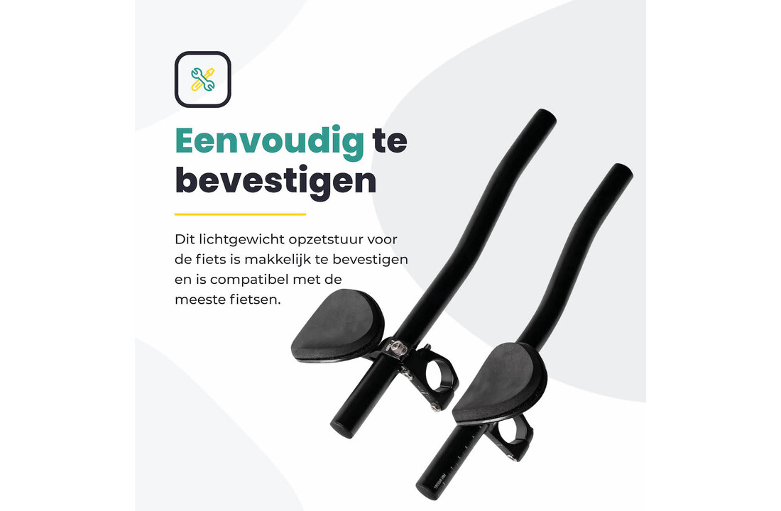 Voltano Verstelbaar Ligstuur Recht - Zwart - Aluminium - Opzetstuur / Tijdritstuur - 22,4 / 25,4