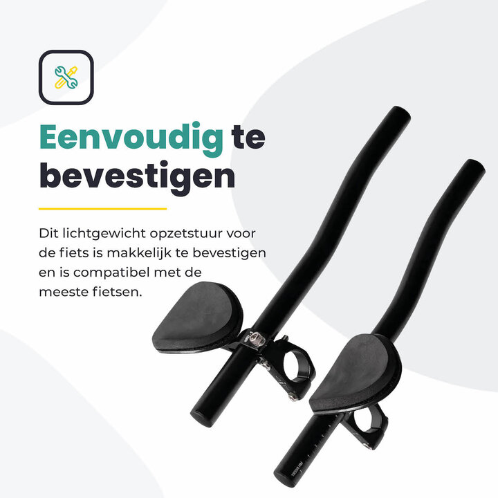 Voltano Verstelbaar Ligstuur Recht - Zwart - Aluminium - Opzetstuur / Tijdritstuur - 22,4 / 25,4