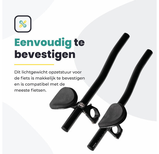 Voltano Verstelbaar Ligstuur Recht - Zwart - Aluminium - Opzetstuur / Tijdritstuur - 22,4 / 25,4