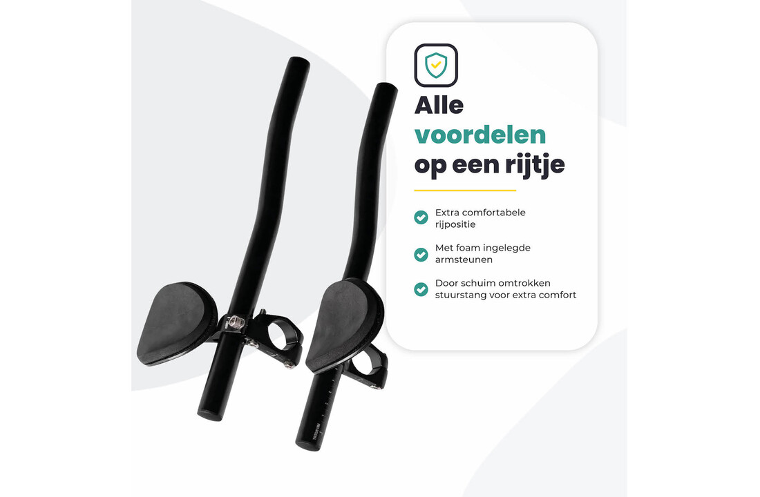 Voltano Verstelbaar Ligstuur Recht - Zwart - Aluminium - Opzetstuur / Tijdritstuur - 22,4 / 25,4