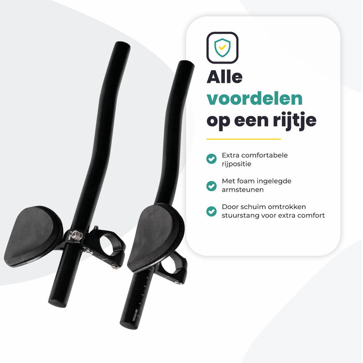 Voltano Verstelbaar Ligstuur Recht - Zwart - Aluminium - Opzetstuur / Tijdritstuur - 22,4 / 25,4