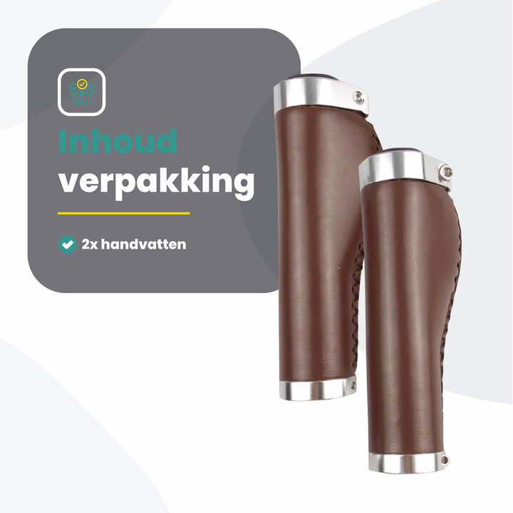 Voltano Leren Fietshandvatten Bruin - Ergonomisch Gevormd - Met Inbus Lock On