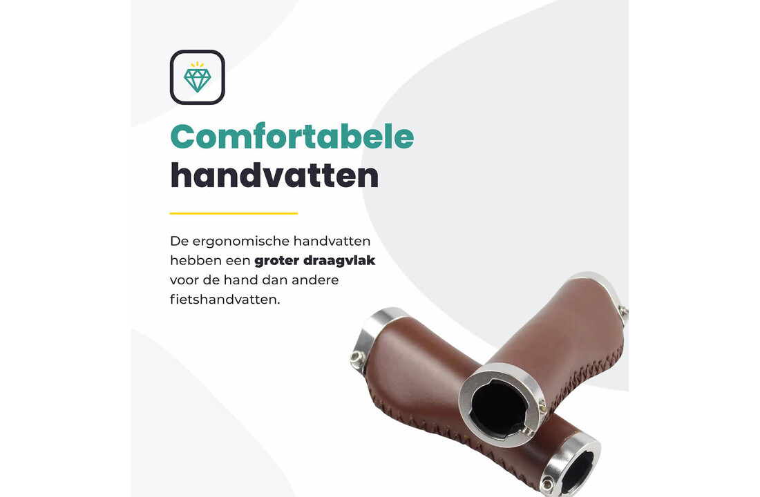 Voltano Leren Fietshandvatten Bruin - Ergonomisch Gevormd - Met Inbus Lock On