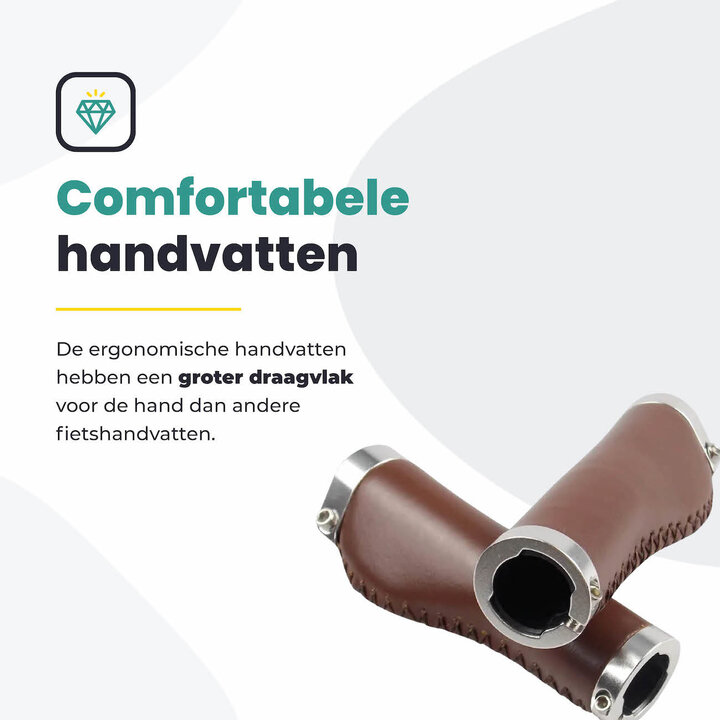 Voltano Leren Fietshandvatten Bruin - Ergonomisch Gevormd - Met Inbus Lock On