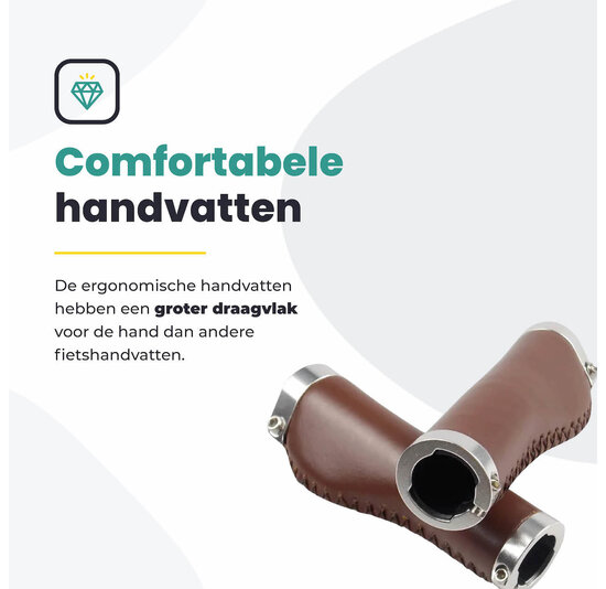 Voltano Leren Fietshandvatten Bruin - Ergonomisch Gevormd - Met Inbus Lock On
