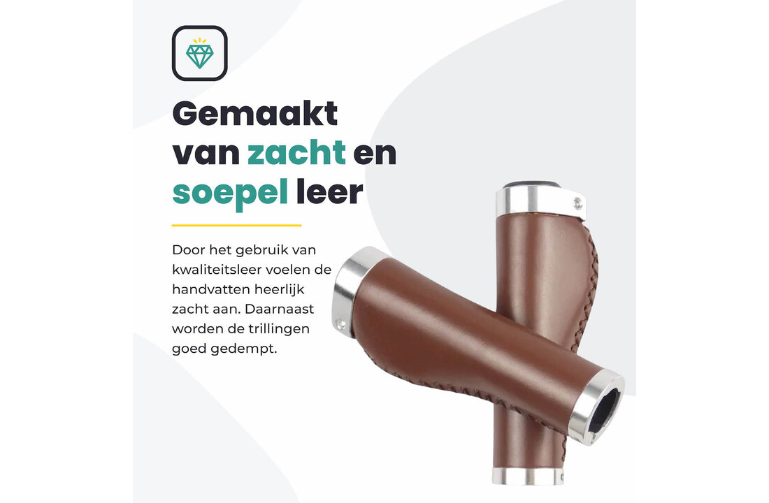 Voltano Leren Fietshandvatten Bruin - Ergonomisch Gevormd - Met Inbus Lock On