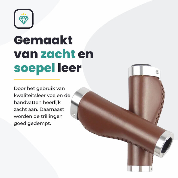 Voltano Leren Fietshandvatten Bruin - Ergonomisch Gevormd - Met Inbus Lock On