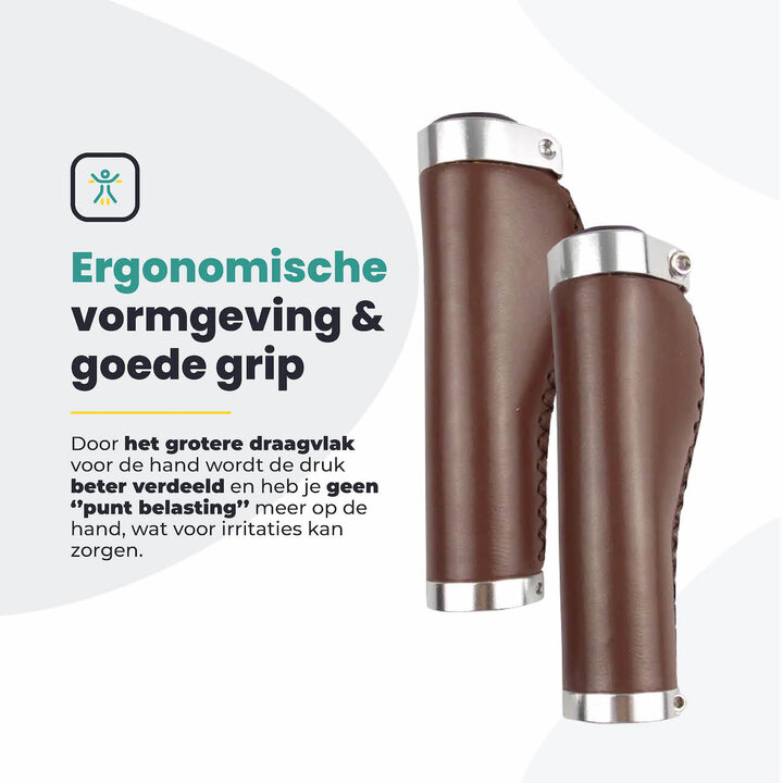 Voltano Leren Fietshandvatten Bruin - Ergonomisch Gevormd - Met Inbus Lock On