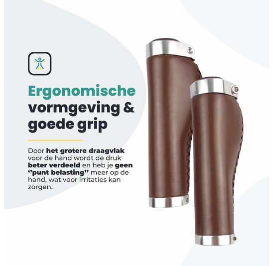 Voltano Leren Fietshandvatten Bruin - Ergonomisch Gevormd - Met Inbus Lock On
