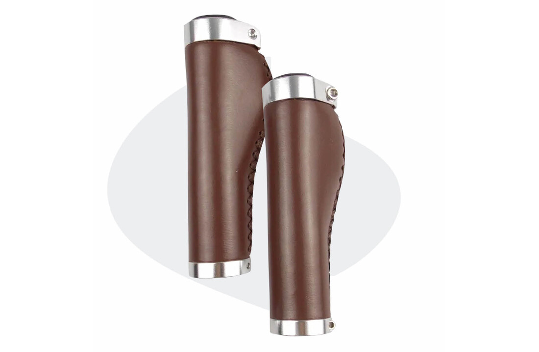Voltano Leren Fietshandvatten Bruin - Ergonomisch Gevormd - Met Inbus Lock On