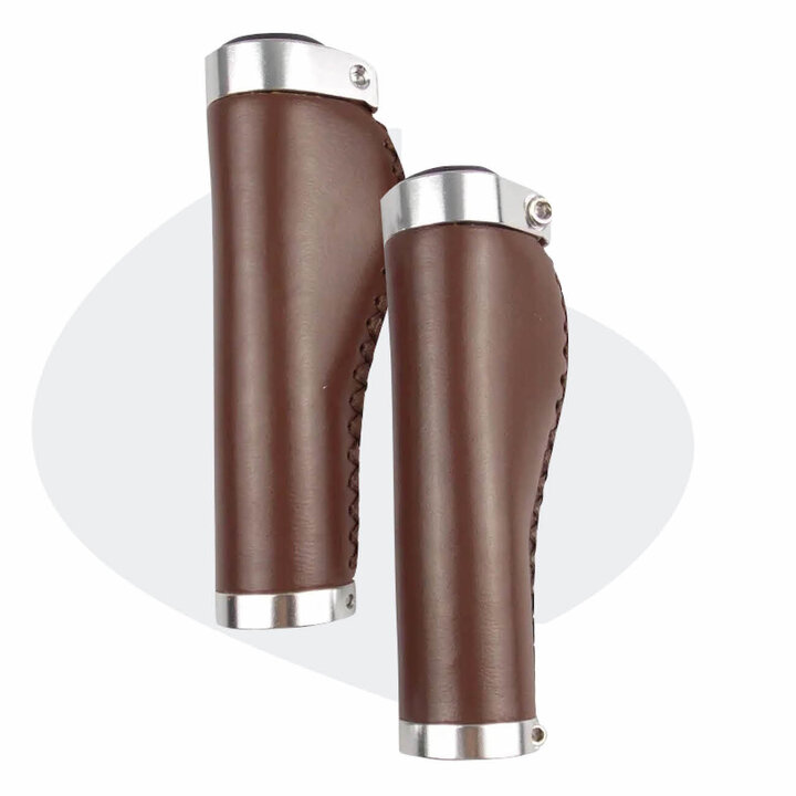 Voltano Leren Fietshandvatten Bruin - Ergonomisch Gevormd - Met Inbus Lock On