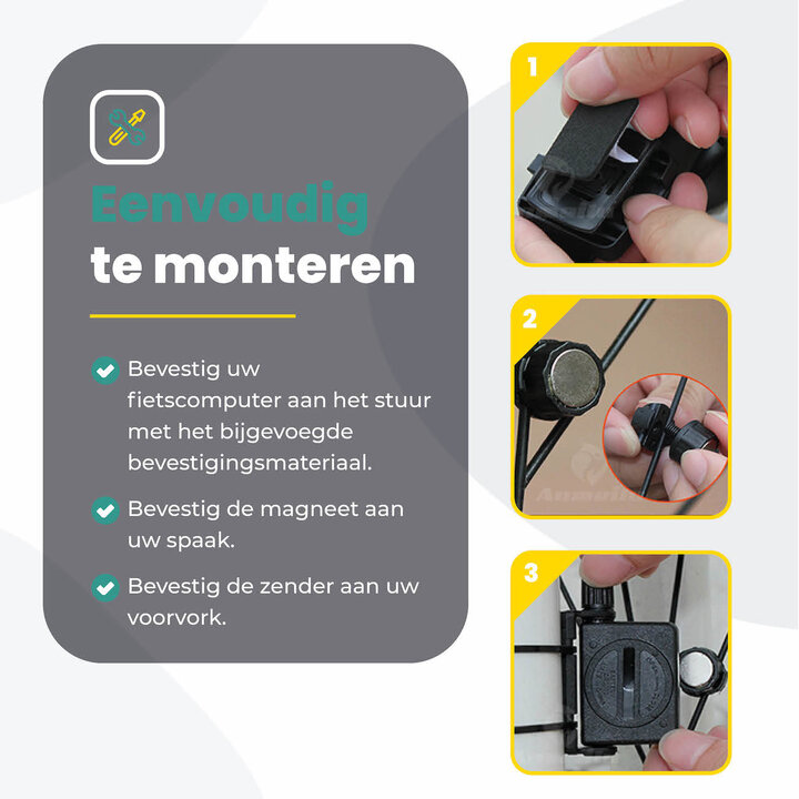 Voltano Fietscomputer Draadloos – Zwart / Oranje - Waterdicht