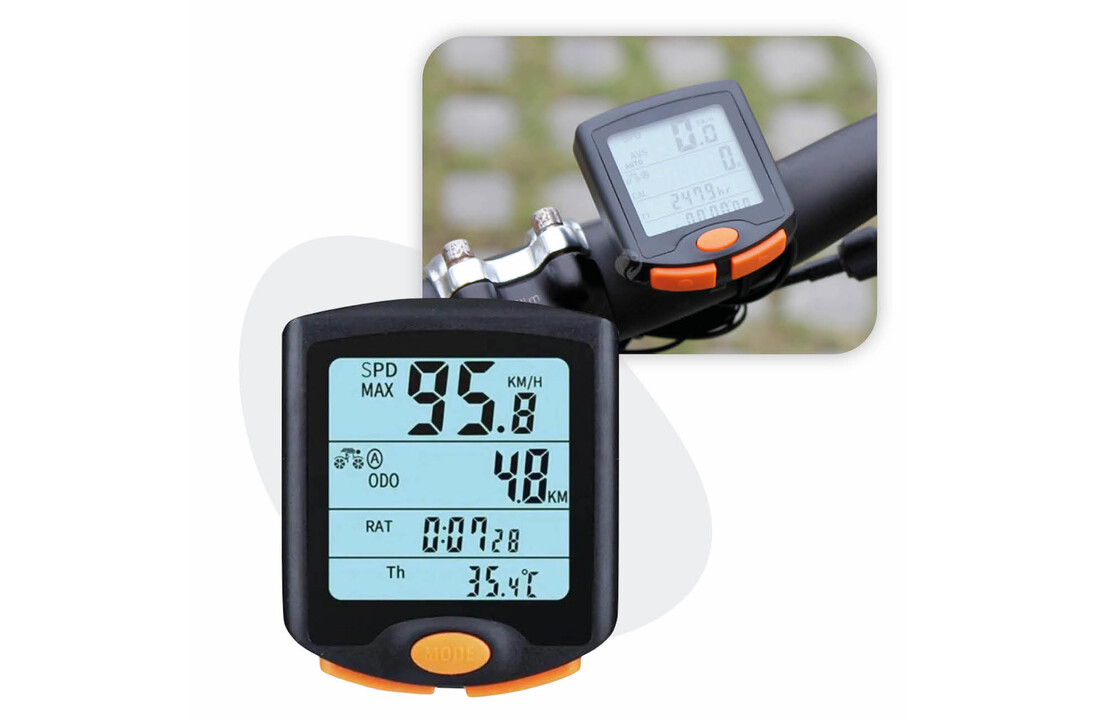 Voltano Fietscomputer Draadloos – Zwart / Oranje - Waterdicht