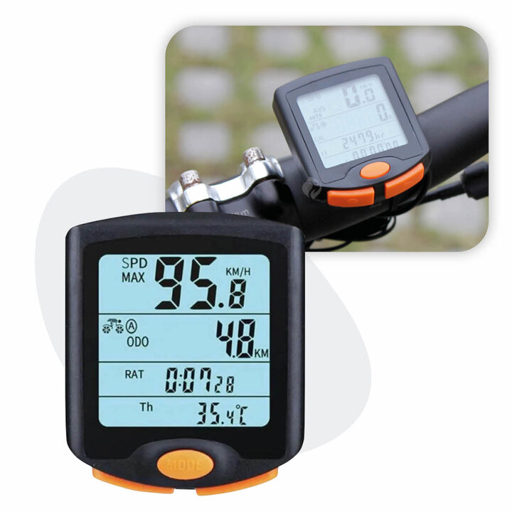 Voltano Fietscomputer Draadloos – Zwart / Oranje - Waterdicht