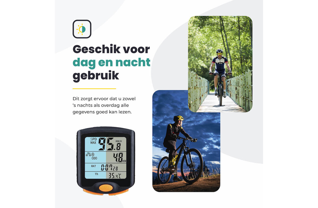 Voltano Fietscomputer Draadloos – Zwart / Oranje - Waterdicht