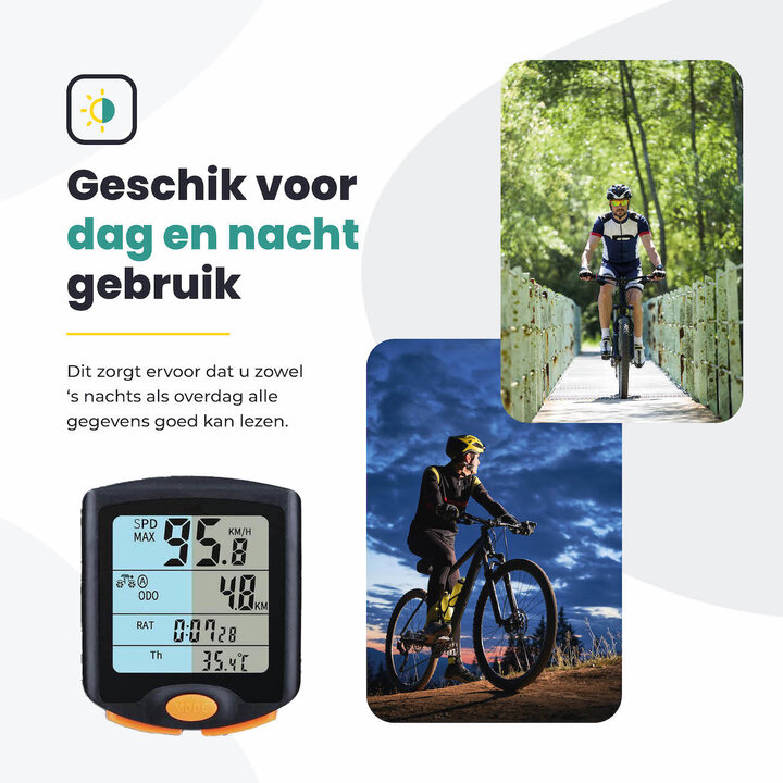 Voltano Fietscomputer Draadloos – Zwart / Oranje - Waterdicht