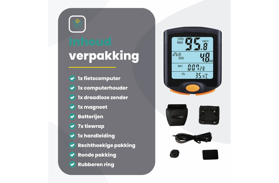 Voltano Fietscomputer Draadloos – Zwart / Oranje - Waterdicht