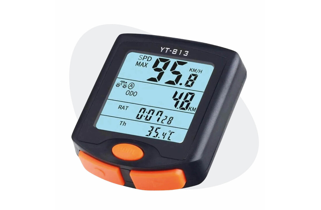 Voltano Fietscomputer Draadloos – Zwart / Oranje - Waterdicht