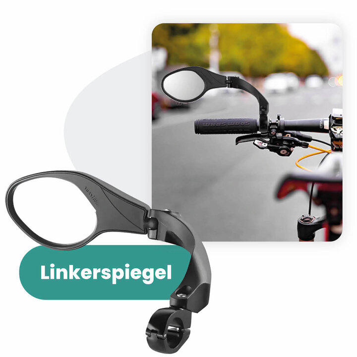 Voltano Fietsspiegel Links Draaibaar - Zwart - 9CM
