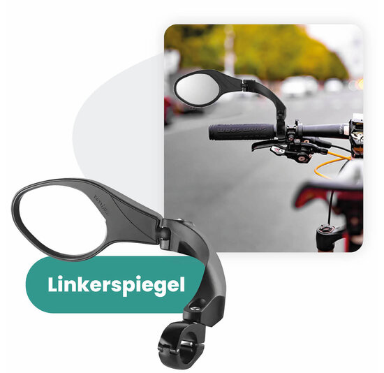 Voltano Fietsspiegel Links Draaibaar - Zwart - 9CM