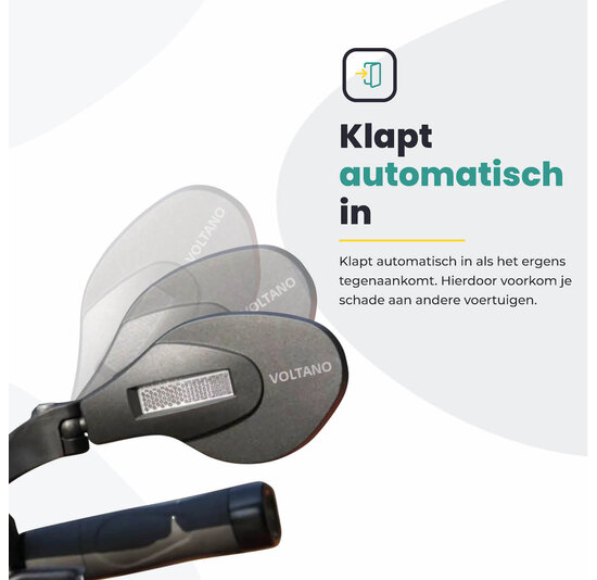 Voltano Fietsspiegel Links Draaibaar - Zwart - 9CM