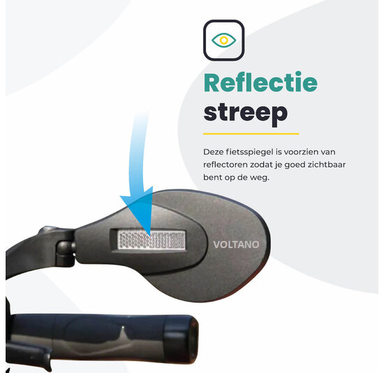 Voltano Fietsspiegel Links Draaibaar - Zwart - 9CM