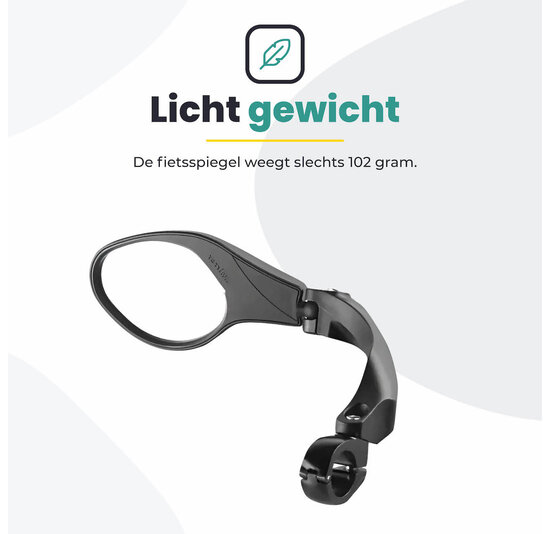 Voltano Fietsspiegel Links Draaibaar - Zwart - 9CM
