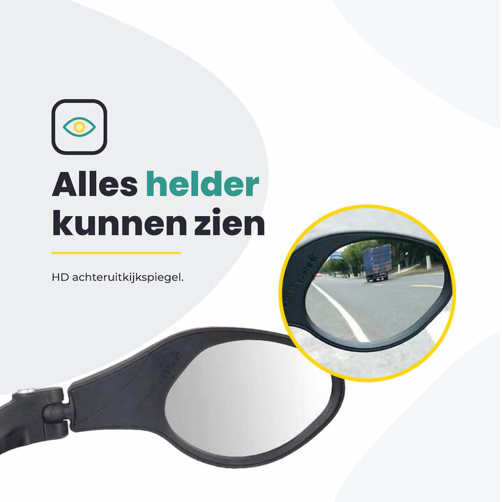 Voltano Fietsspiegel Links Draaibaar - Zwart - 9CM