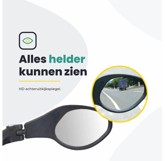 Voltano Fietsspiegel Links Draaibaar - Zwart - 9CM