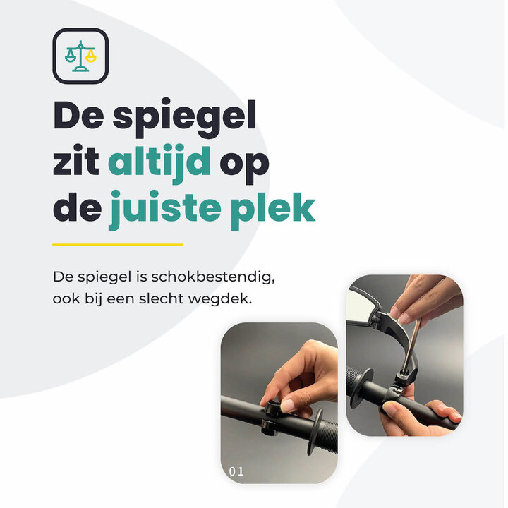 Voltano Fietsspiegel Links Draaibaar - Zwart - 9CM