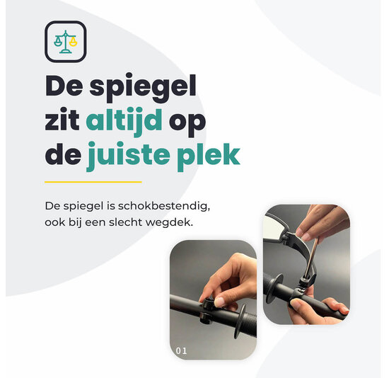 Voltano Fietsspiegel Links Draaibaar - Zwart - 9CM