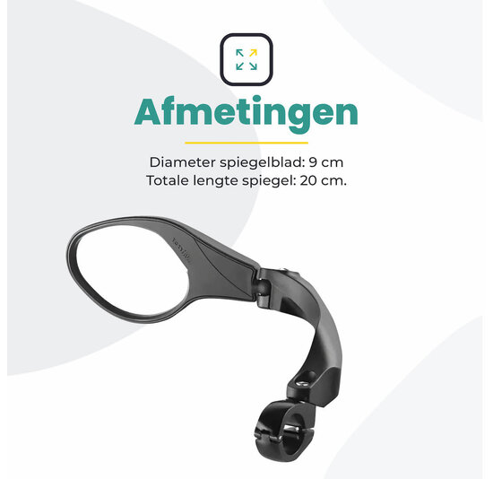 Voltano Fietsspiegel Links Draaibaar - Zwart - 9CM