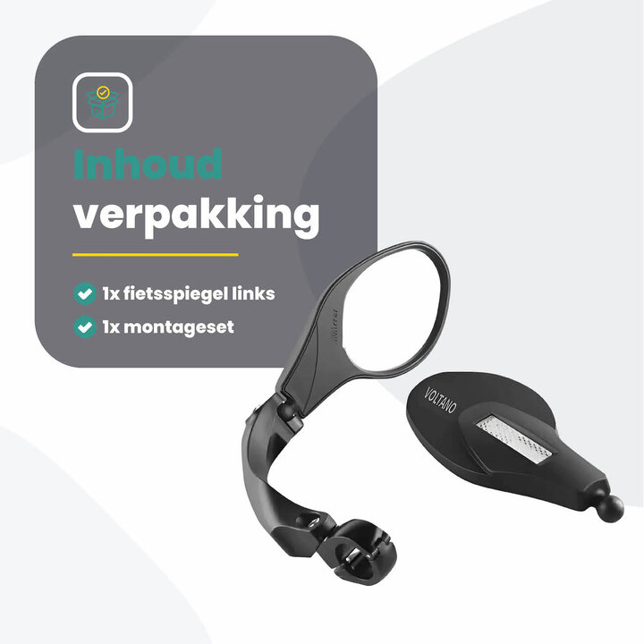 Voltano Fietsspiegel Links Draaibaar - Zwart - 9CM