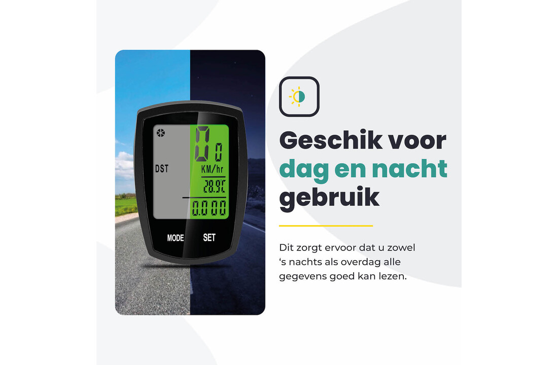 Voltano Fietscomputer Draadloos - Zwart - 20 Functies - Waterdicht - Touchknoppen