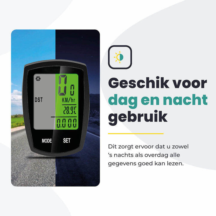 Voltano Fietscomputer Draadloos - Zwart - 20 Functies - Waterdicht - Touchknoppen