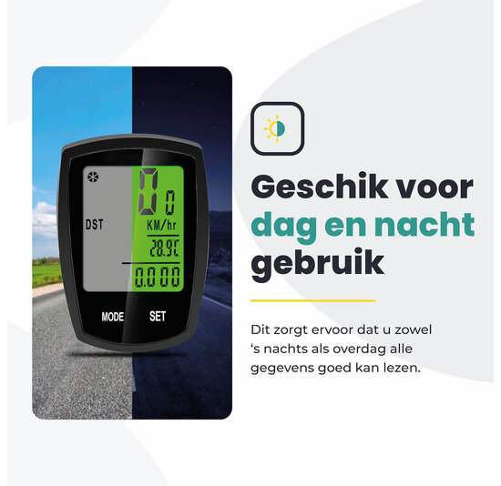 Voltano Fietscomputer Draadloos - Zwart - 20 Functies - Waterdicht - Touchknoppen