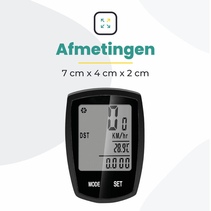 Voltano Fietscomputer Draadloos - Zwart - 20 Functies - Waterdicht - Touchknoppen