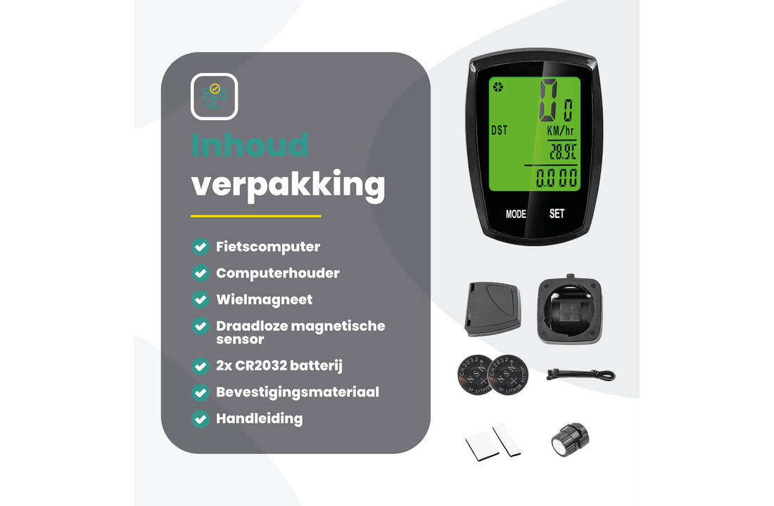 Voltano Fietscomputer Draadloos - Zwart - 20 Functies - Waterdicht - Touchknoppen