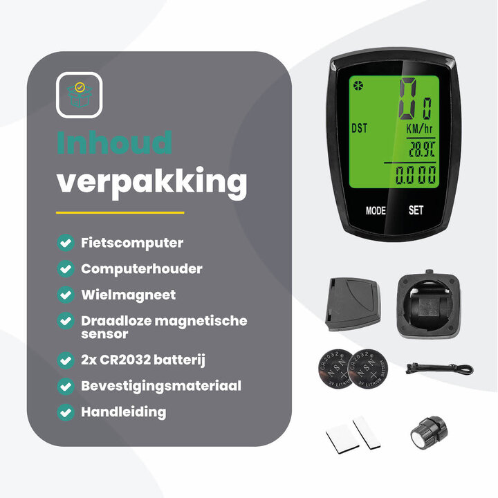Voltano Fietscomputer Draadloos - Zwart - 20 Functies - Waterdicht - Touchknoppen