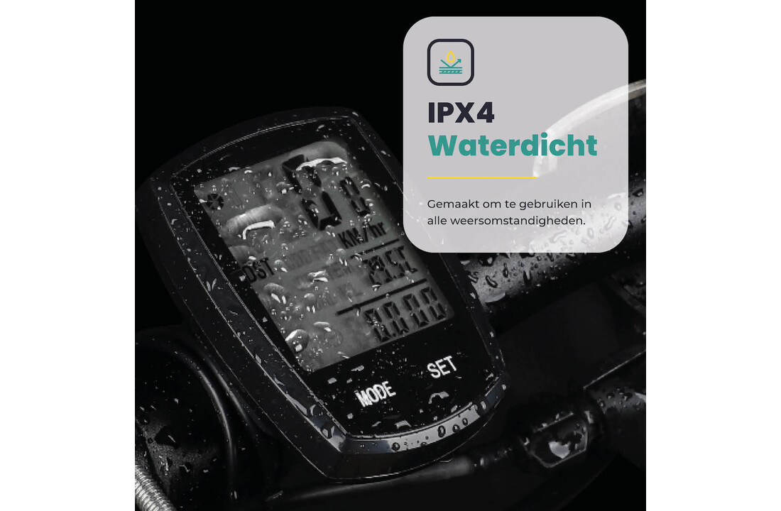 Voltano Fietscomputer Draadloos - Zwart - 20 Functies - Waterdicht - Touchknoppen