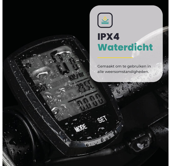 Voltano Fietscomputer Draadloos - Zwart - 20 Functies - Waterdicht - Touchknoppen