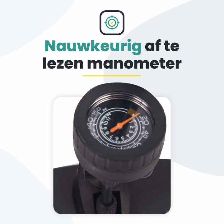 Voltano Hogedruk Fietspomp - Manometer - 11 Bar - Titanium goud