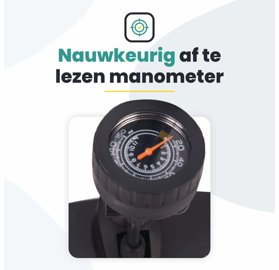 Voltano Hogedruk Fietspomp - Manometer - 11 Bar - Titanium goud