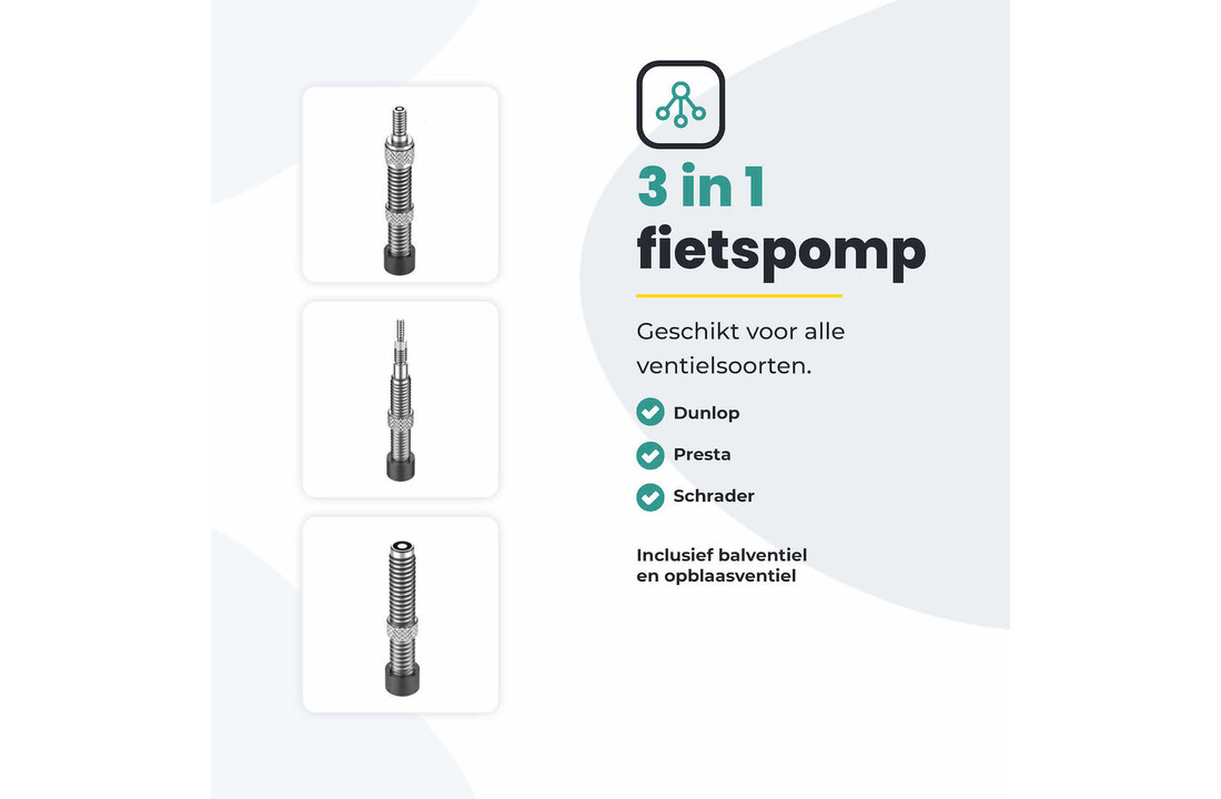 Voltano Hogedruk Fietspomp - Manometer - 11 Bar - Titanium goud