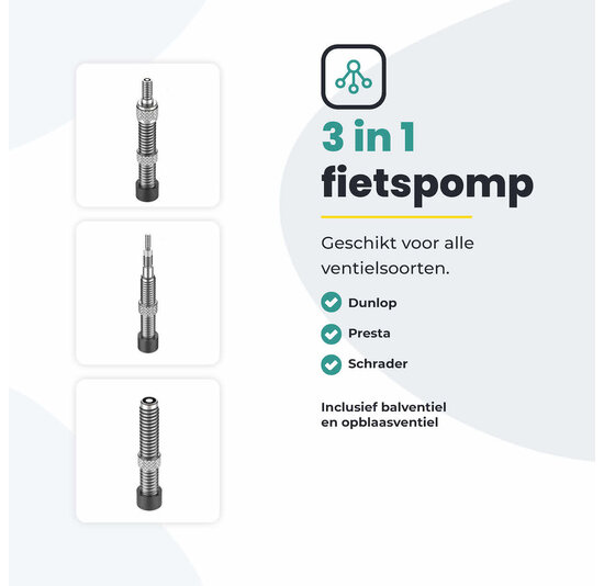 Voltano Hogedruk Fietspomp - Manometer - 11 Bar - Titanium goud
