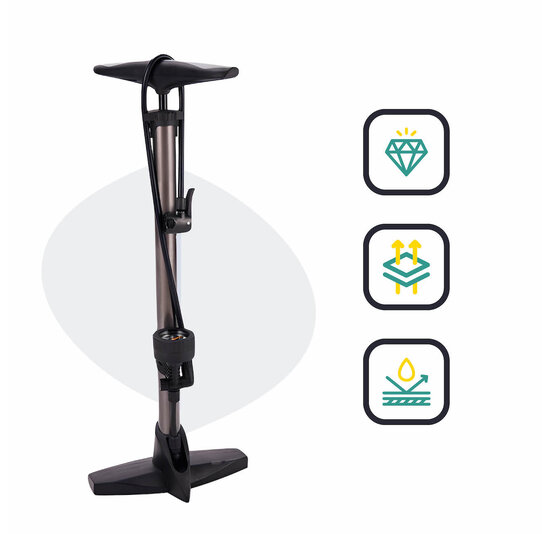 Voltano Hogedruk Fietspomp - Manometer - 11 Bar - Titanium goud