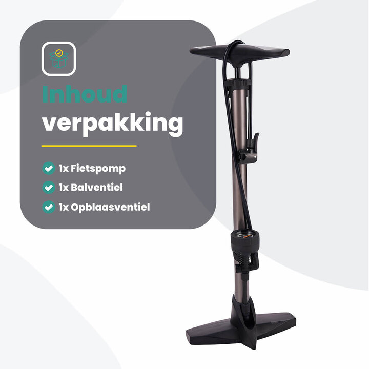 Voltano Hogedruk Fietspomp - Manometer - 11 Bar - Titanium goud